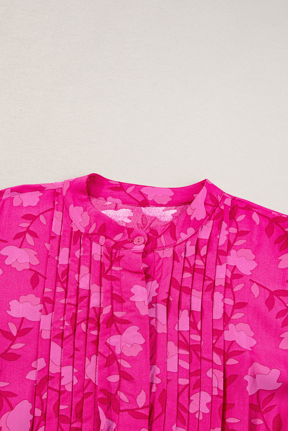 Rose Floral Print Pleated Drawstring Flowy Midi Dress