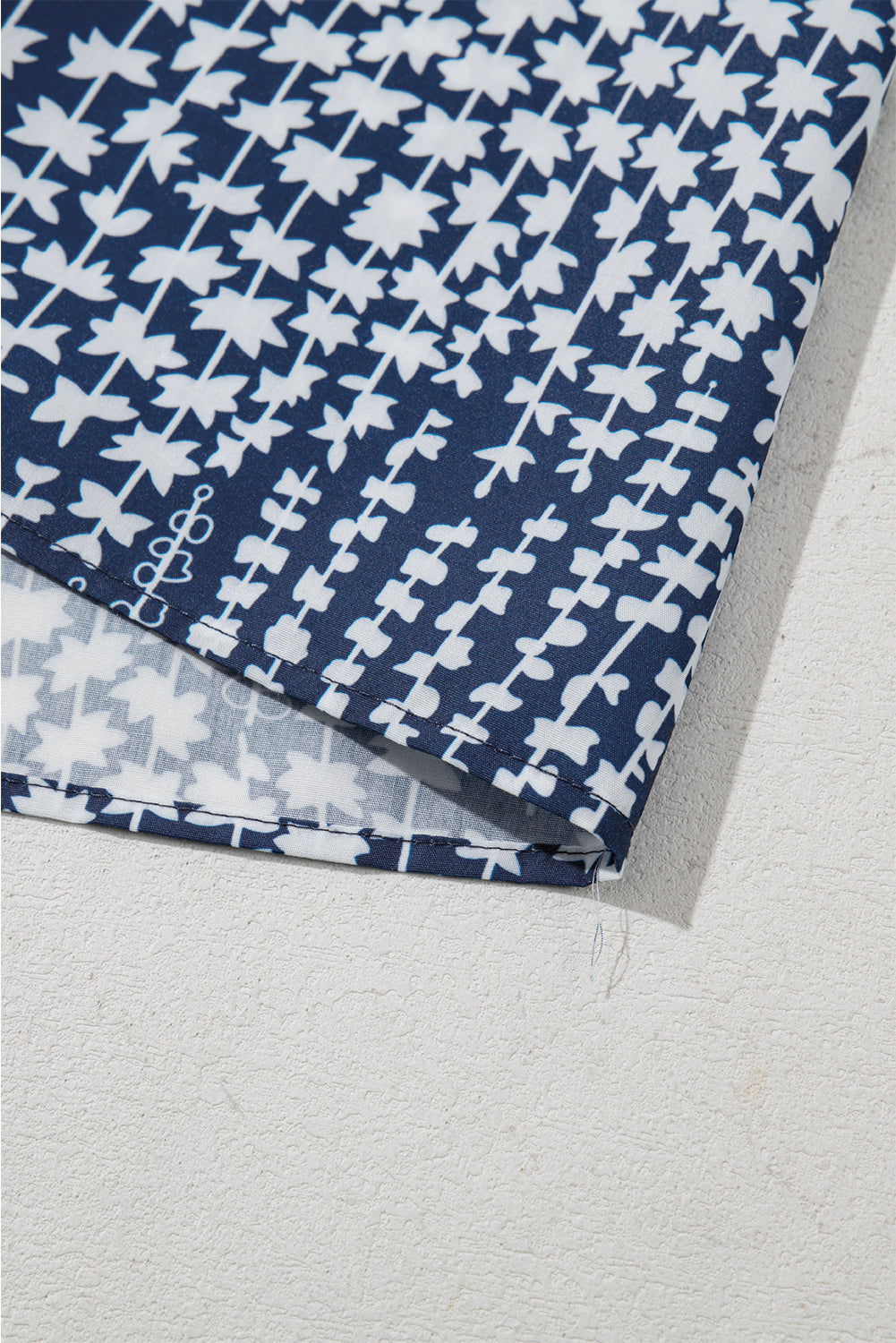 Pink Abstract Print Ric Rac Trim Flutter Sleeve Notch V Neck Blouse