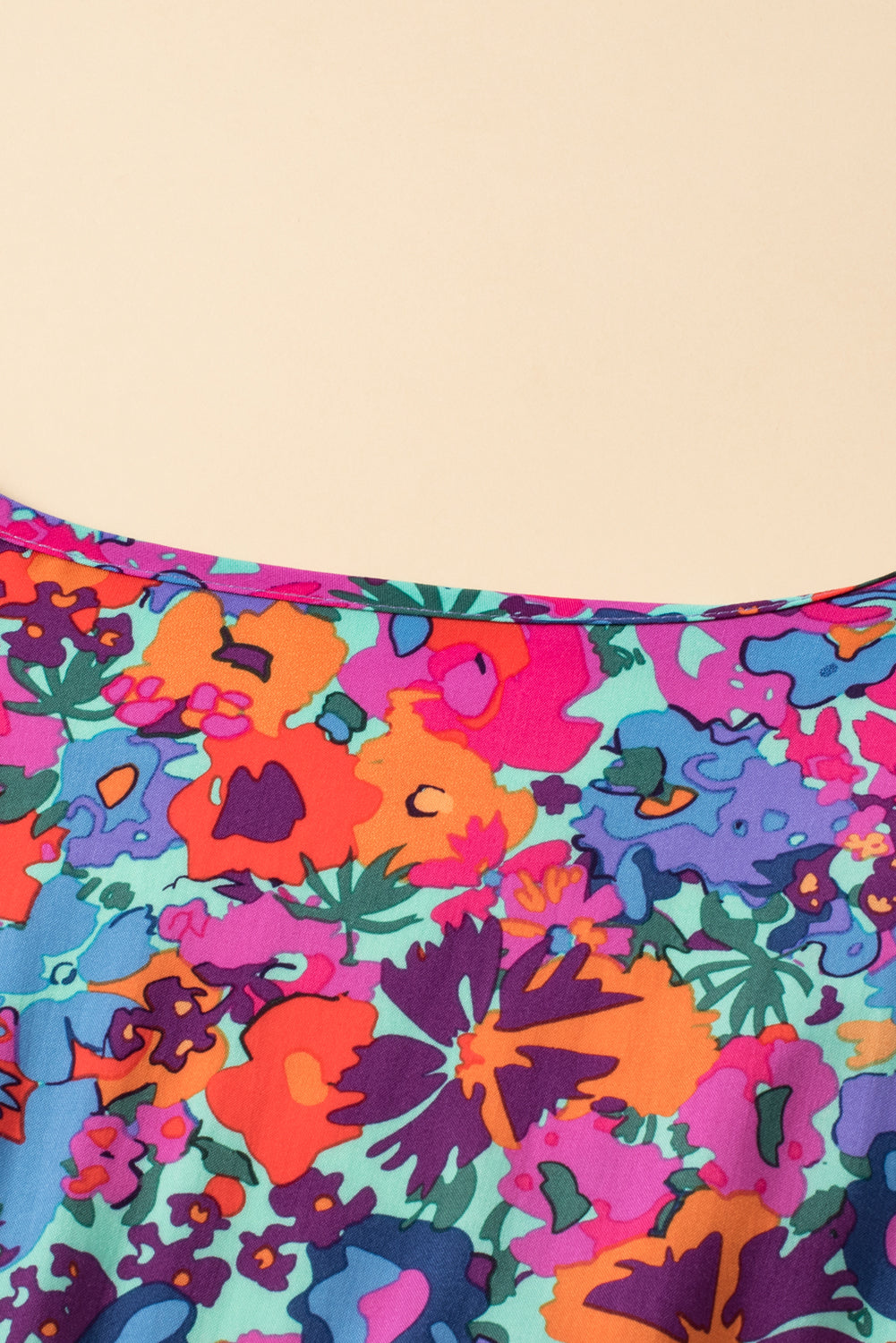 Floral Print V Neck Wrap Split Maxi Dress