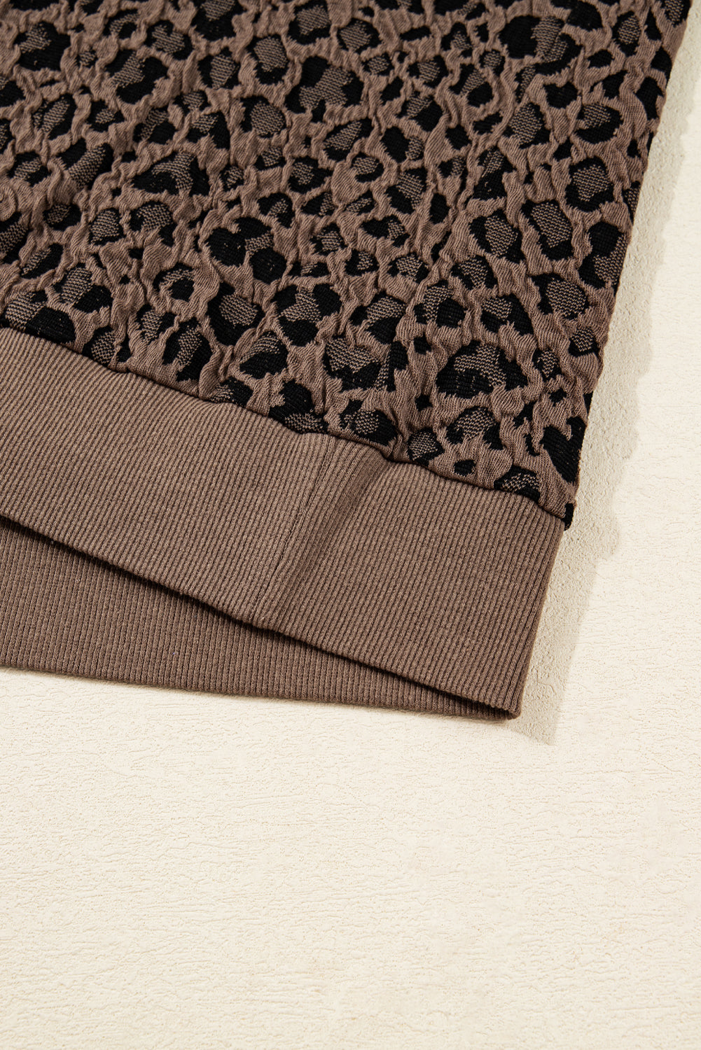 Ribbed Trim Leopard Top