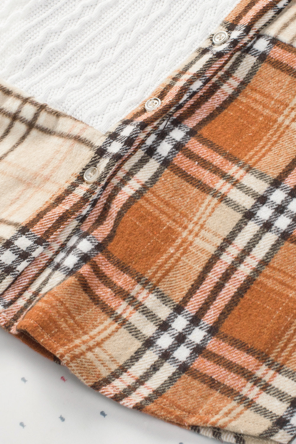 Plaid Patchwork Shirt Jacket with Pocket