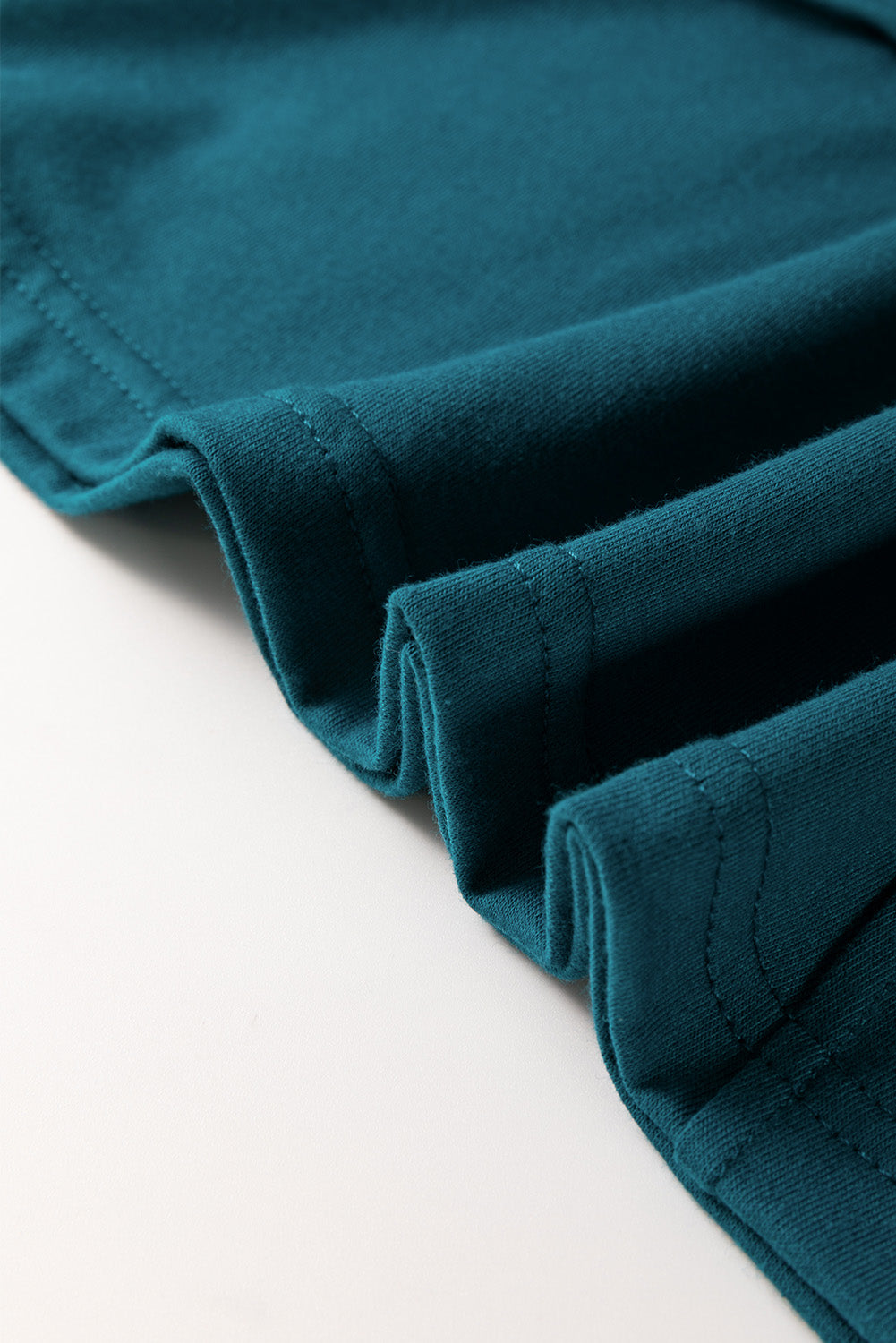 Dirty blue Solid Color Toothpick Stripe Round Neck T Shirt