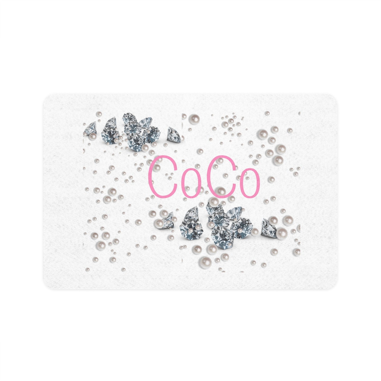 Pet Food Mat | Diamonds & Pearls Custom Pet Name