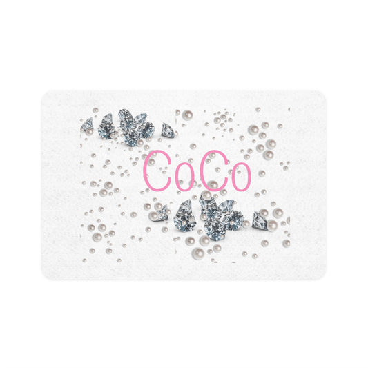 Pet Food Mat | Diamonds & Pearls Custom Pet Name