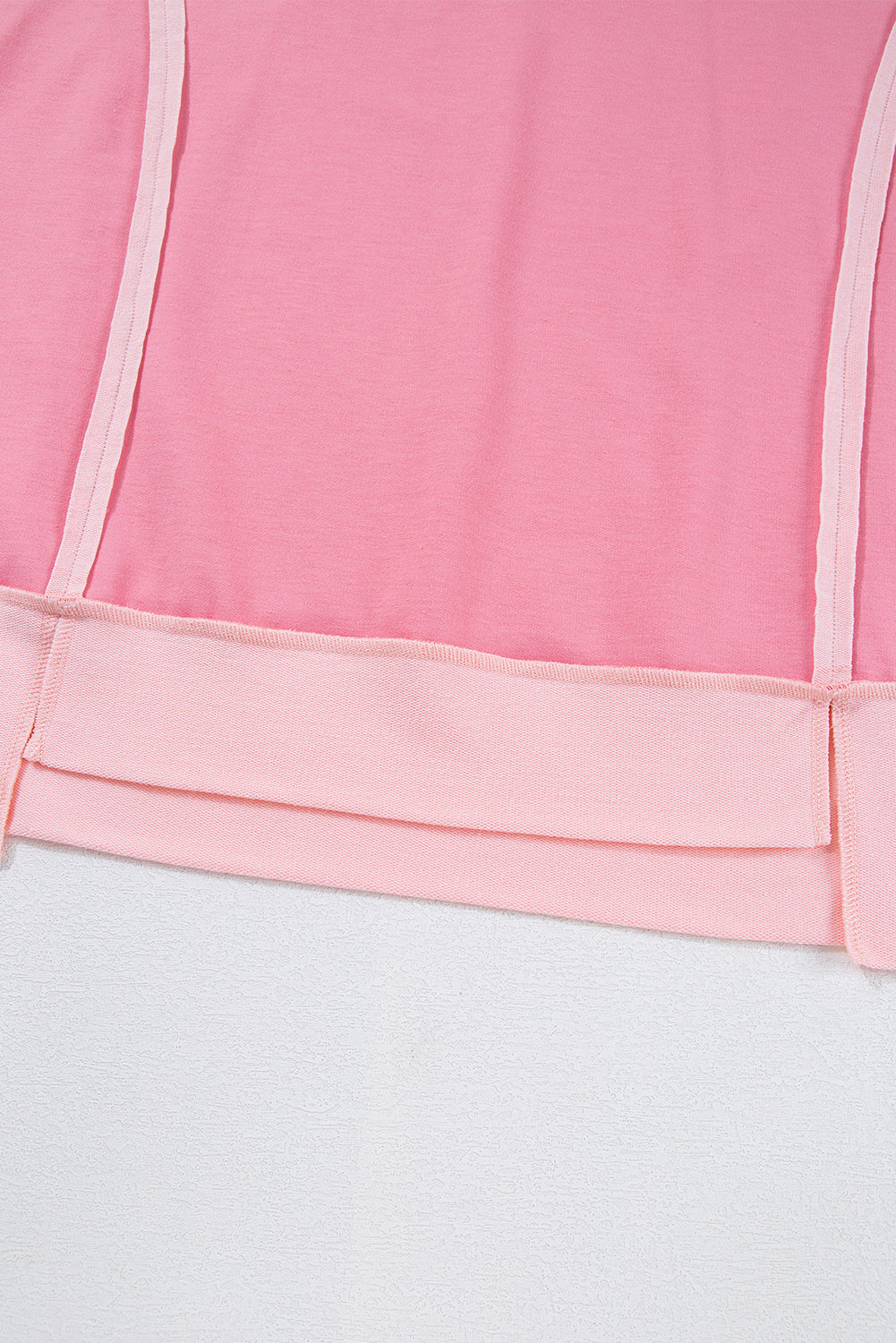 Peach Blossom Half Sleeve Raw Seam High Low Side Split Top