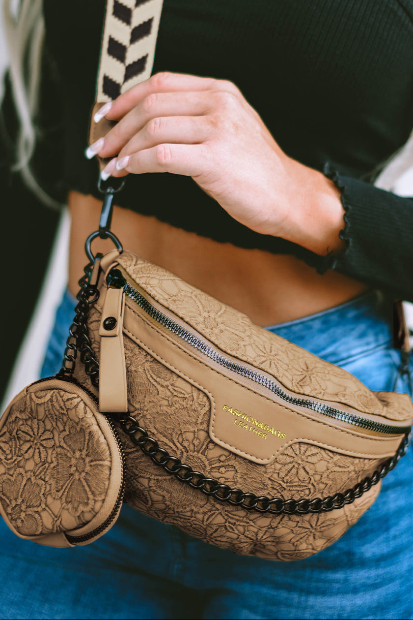 Camel Strap Chain Shoulder Bag With Coin Purse