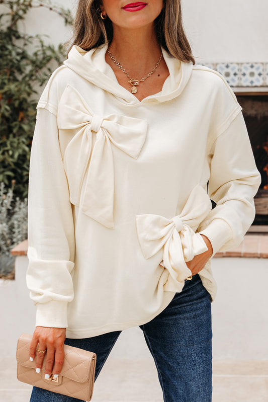 Bow Detail Loose Hoodie