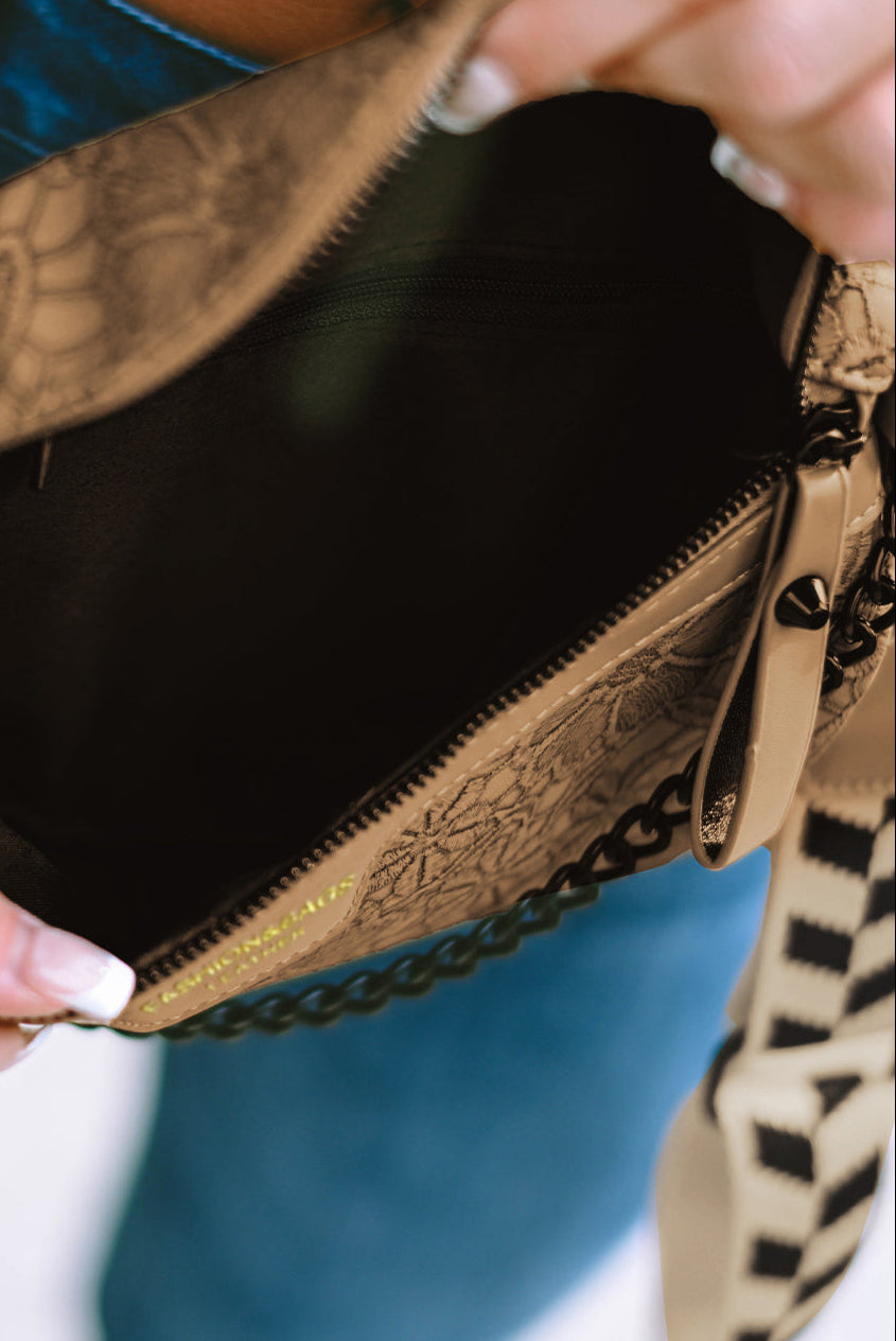 Camel Strap Chain Shoulder Bag With Coin Purse