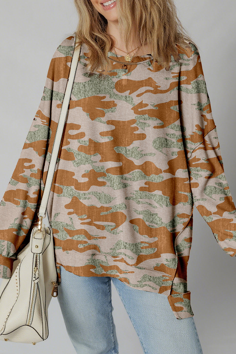 Retro Camouflage Print Sweatshirt