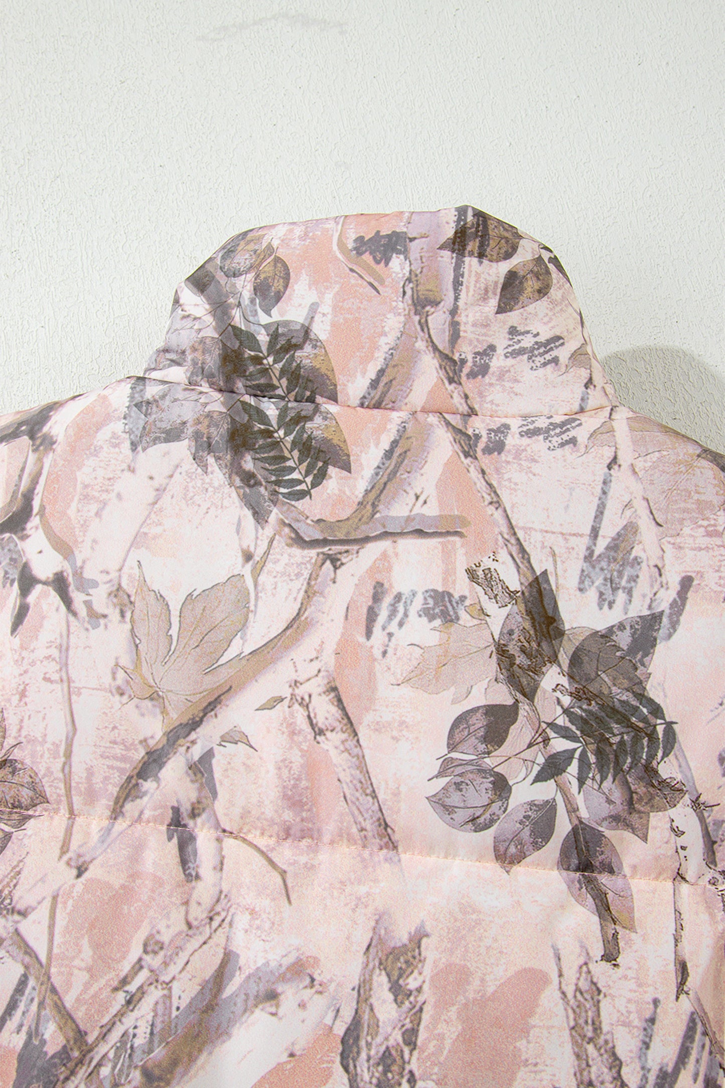 Camo Leaf Print Puffer Vest