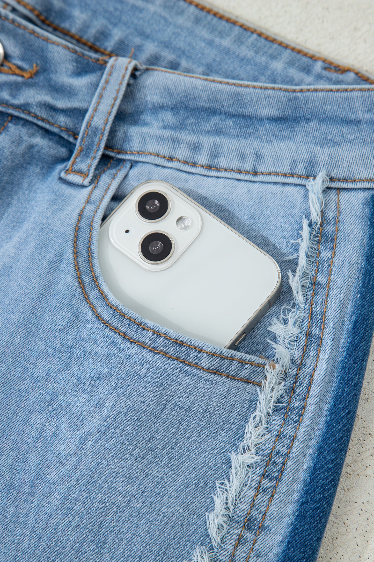 Stripe Frayed Side Panel Jeans