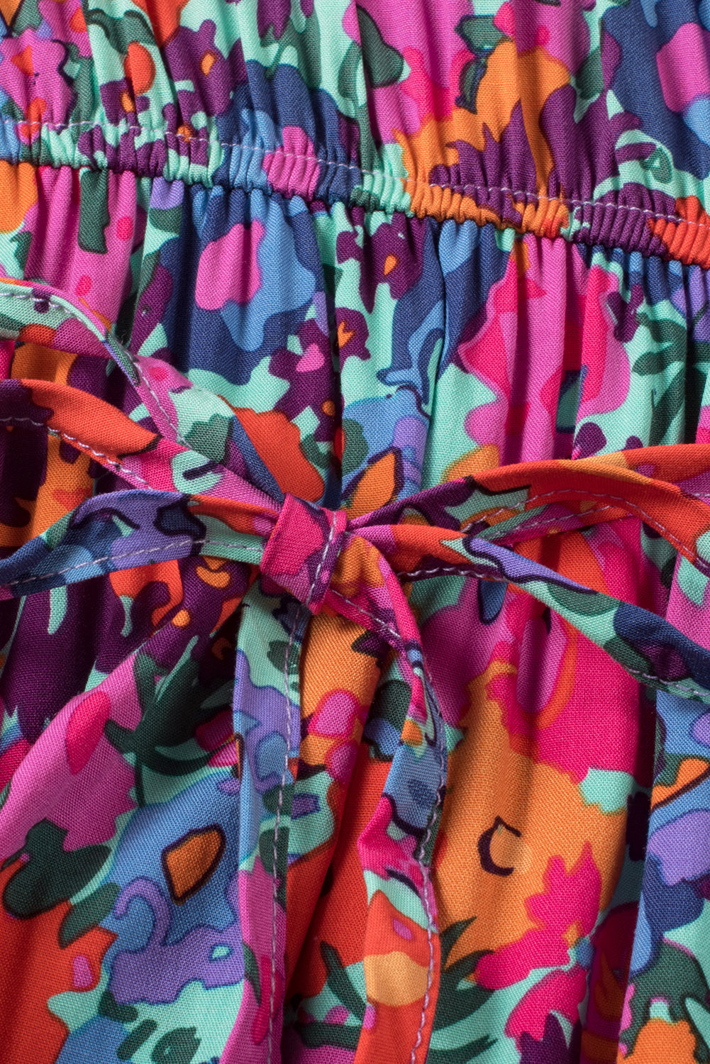 Floral Print V Neck Wrap Split Maxi Dress