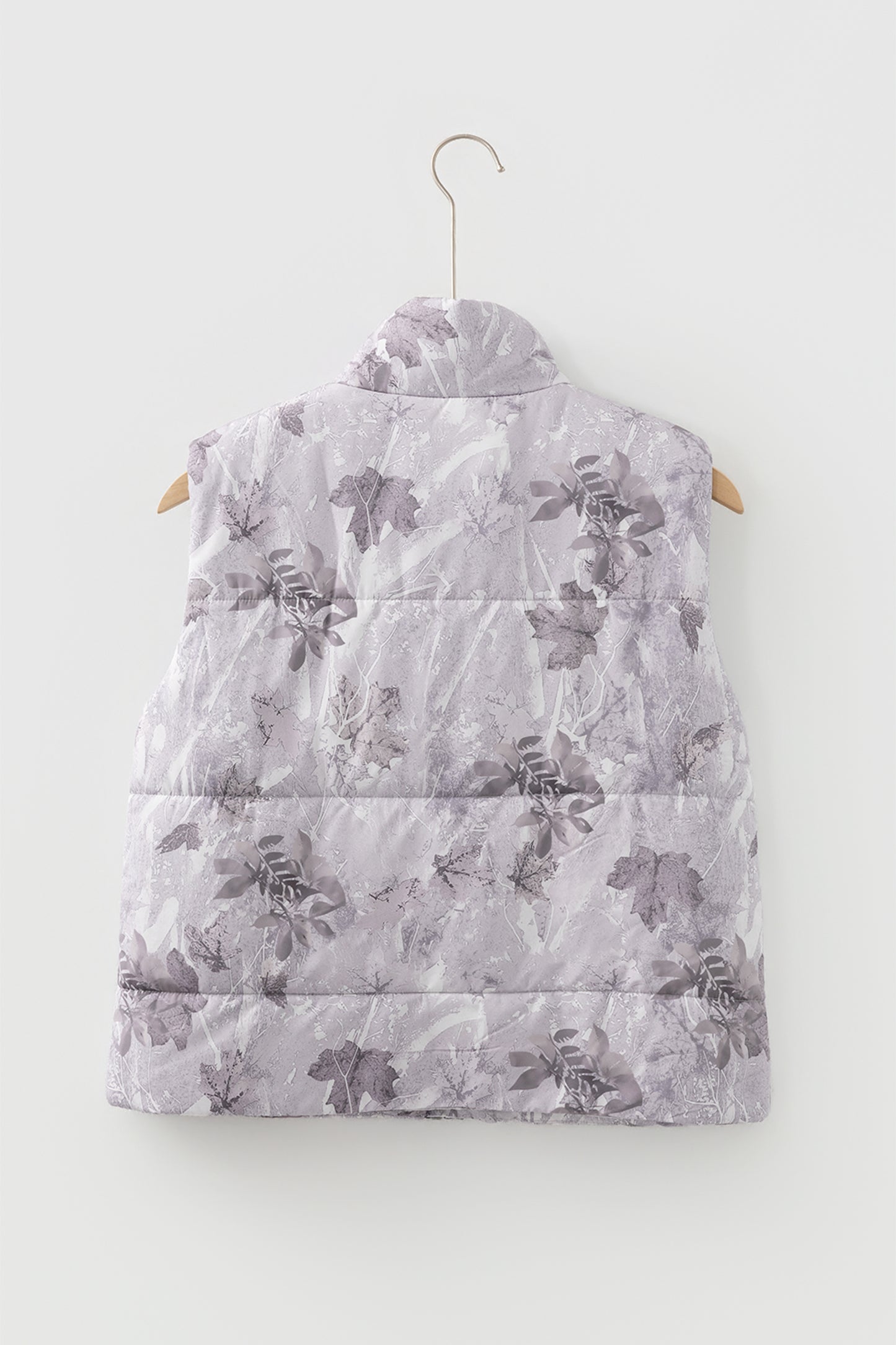 Camo Leaf Print Puffer Vest