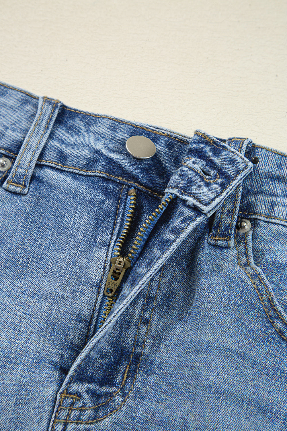 Distressed Denim Midi Skirt