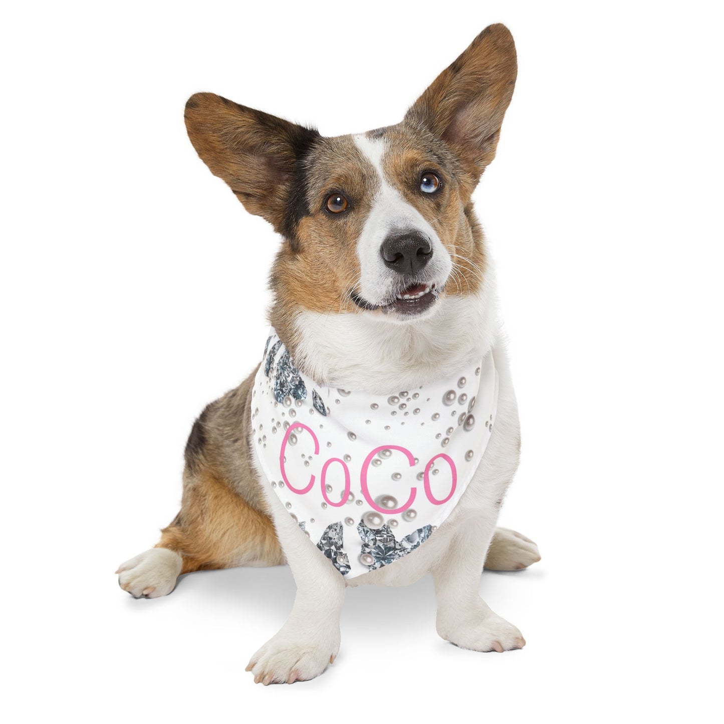 Pet Bandana Collar | Diamonds & Pearls Custom Pet Name