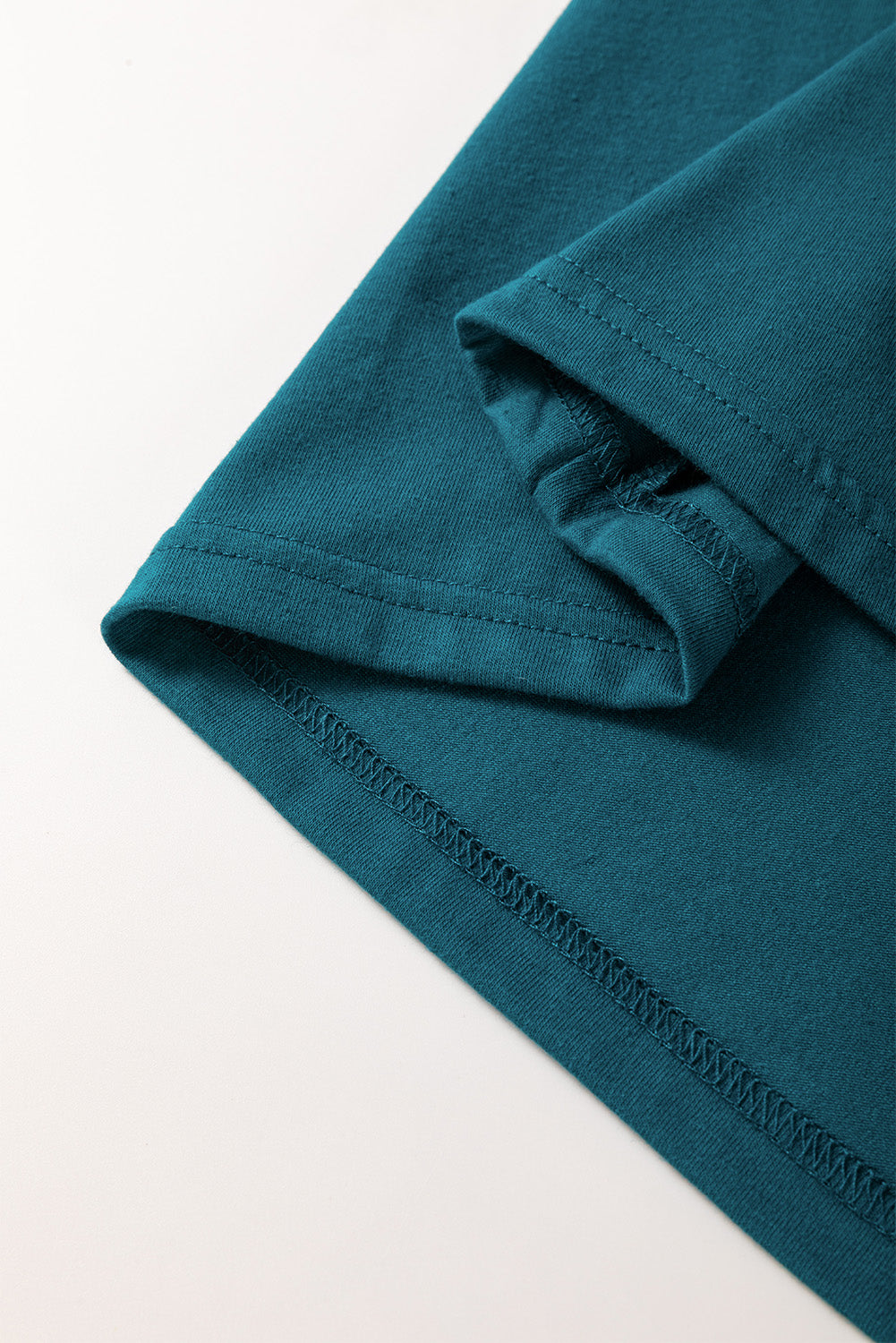 Dirty blue Solid Color Toothpick Stripe Round Neck T Shirt