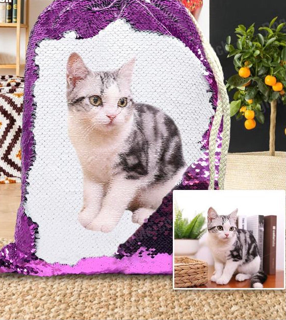 Pet Photo Sequin Backpack