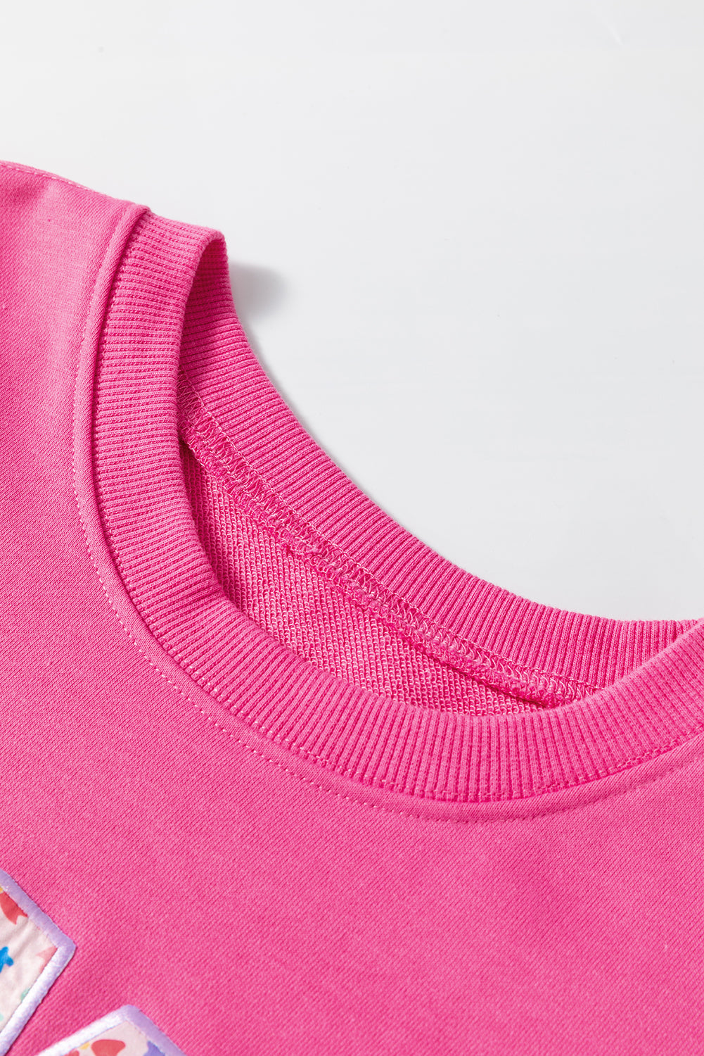 Rose Pink Floral MAMA Embroidered Graphic Pullover Sweatshirt