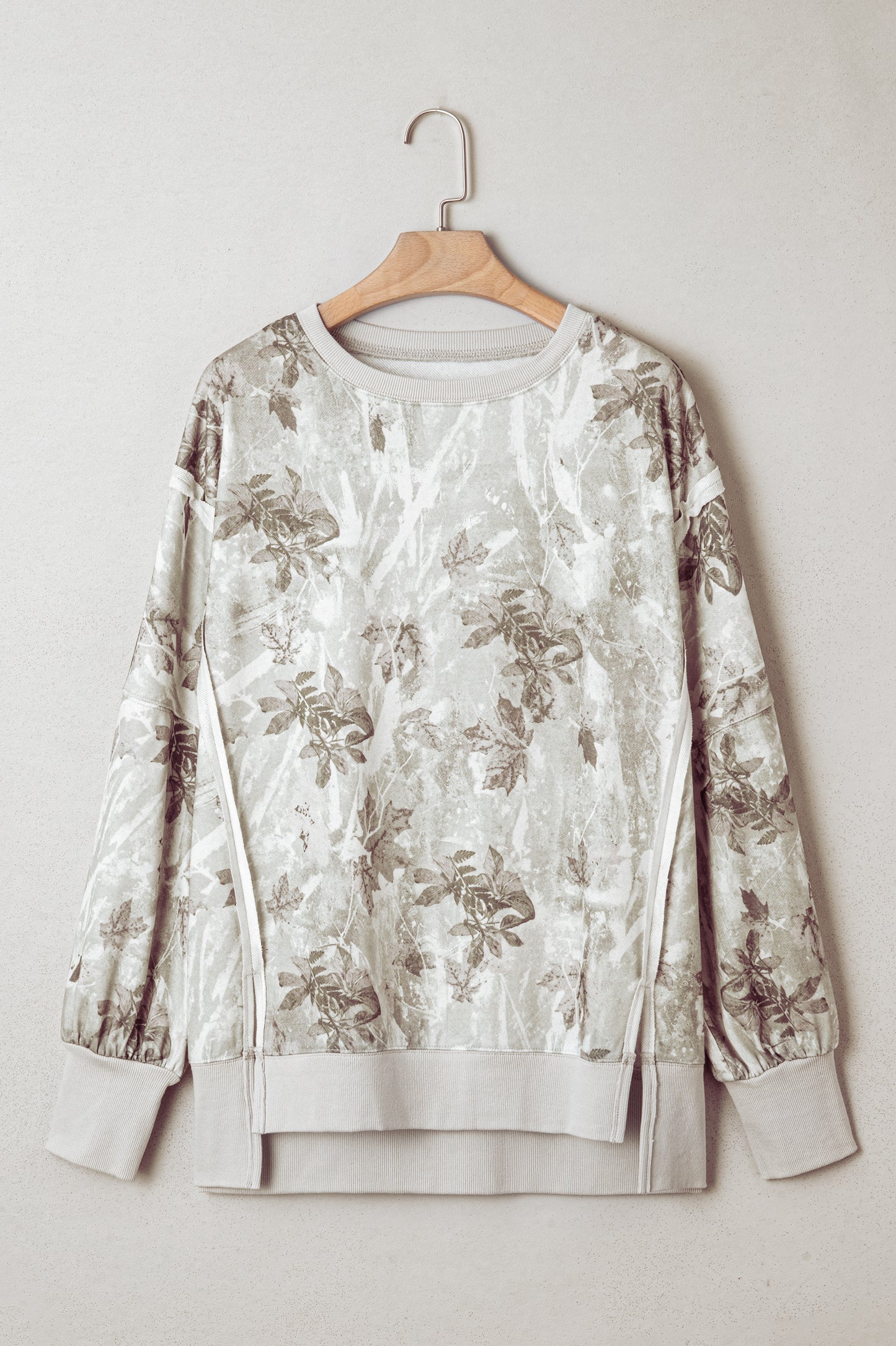 Leafy Camo Print  Baggy Sweatshirt
