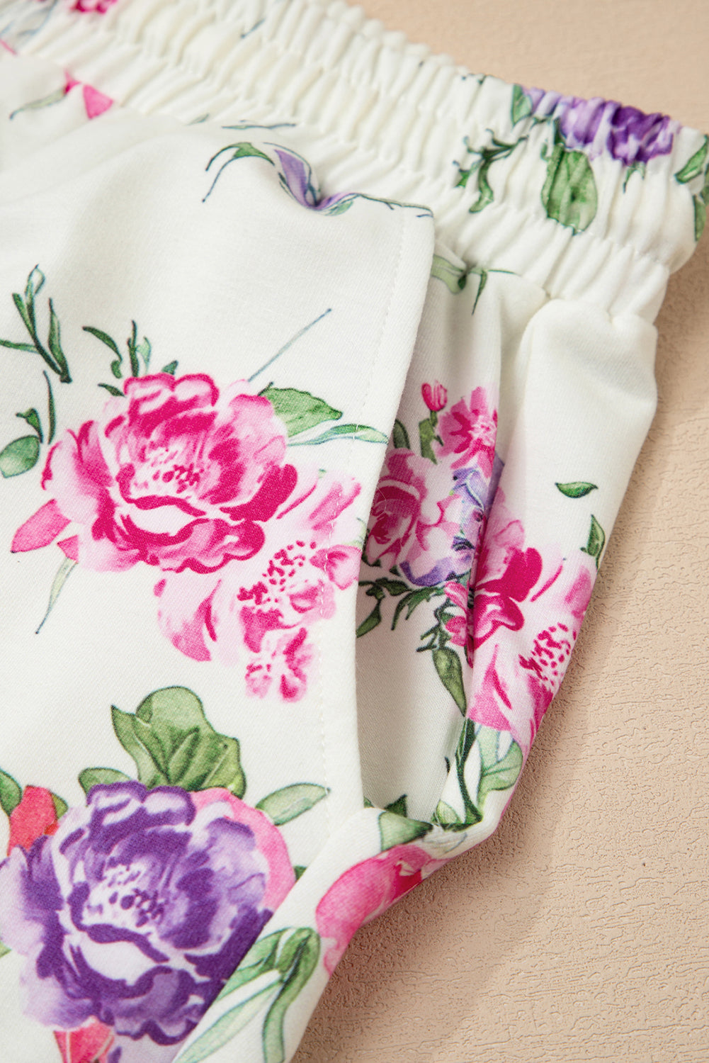 Floral Print Pullover Drawstring Lounge Pants Set