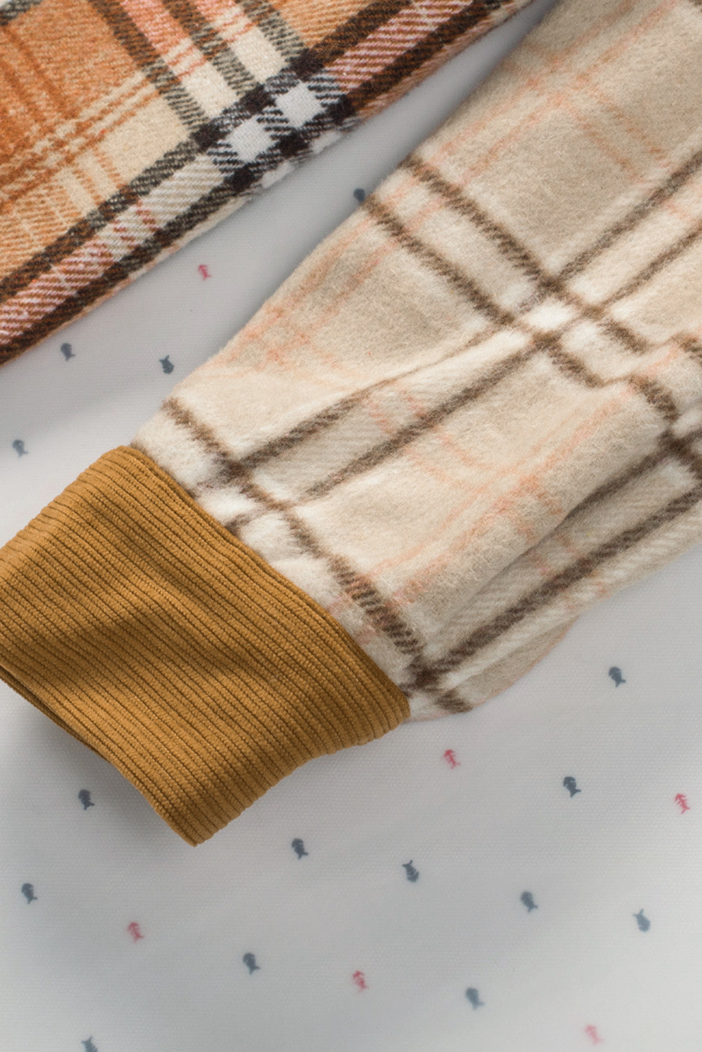 Plaid Patchwork Shirt Jacket with Pocket