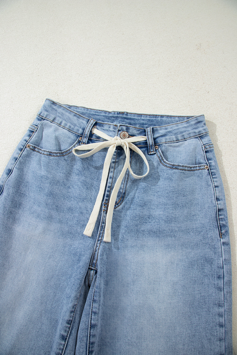 High Rise Drawstring Casual Jeans