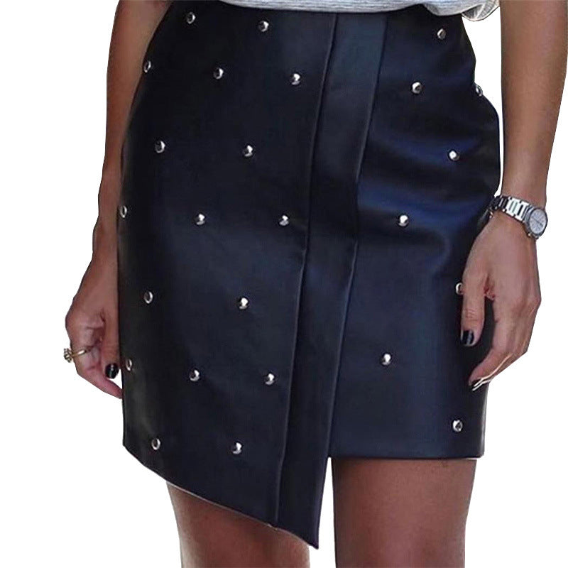 PU Leather Stud Skirt