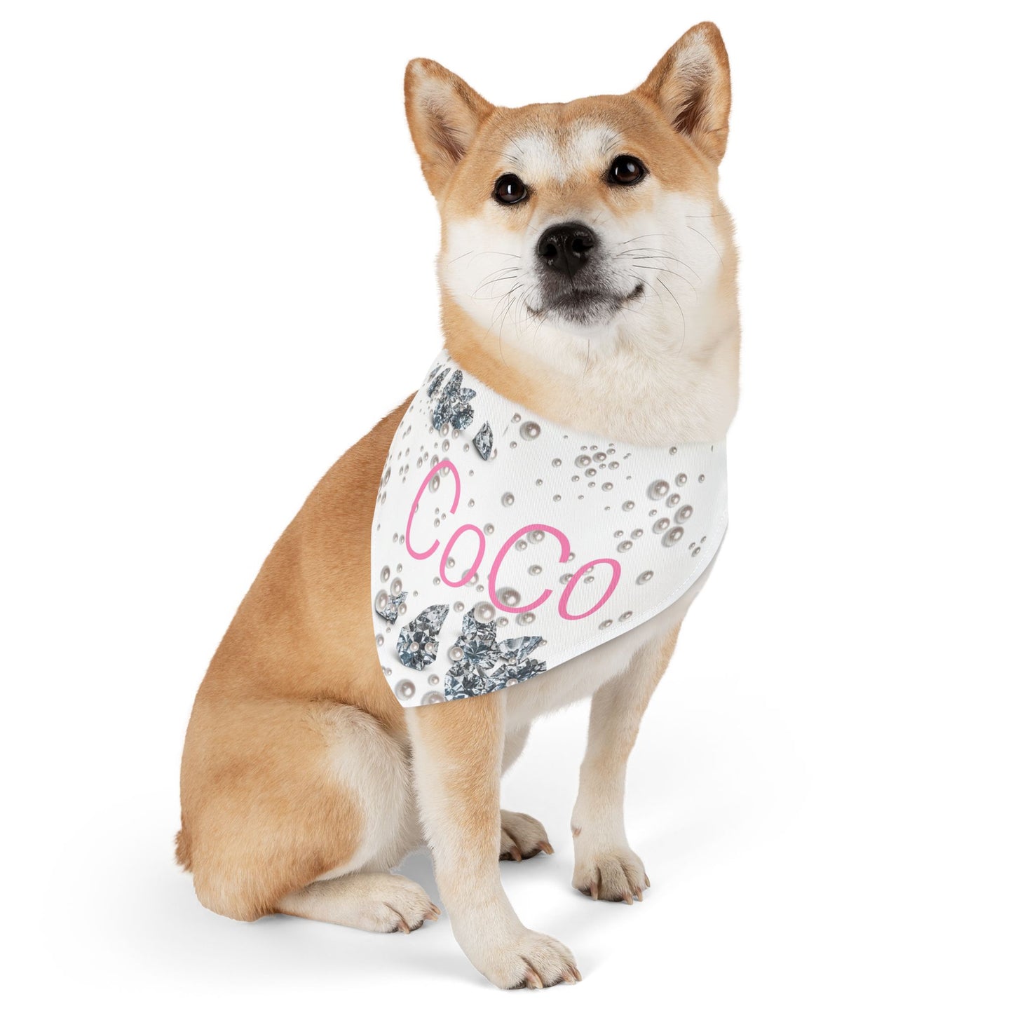 Pet Bandana Collar | Diamonds & Pearls Custom Pet Name