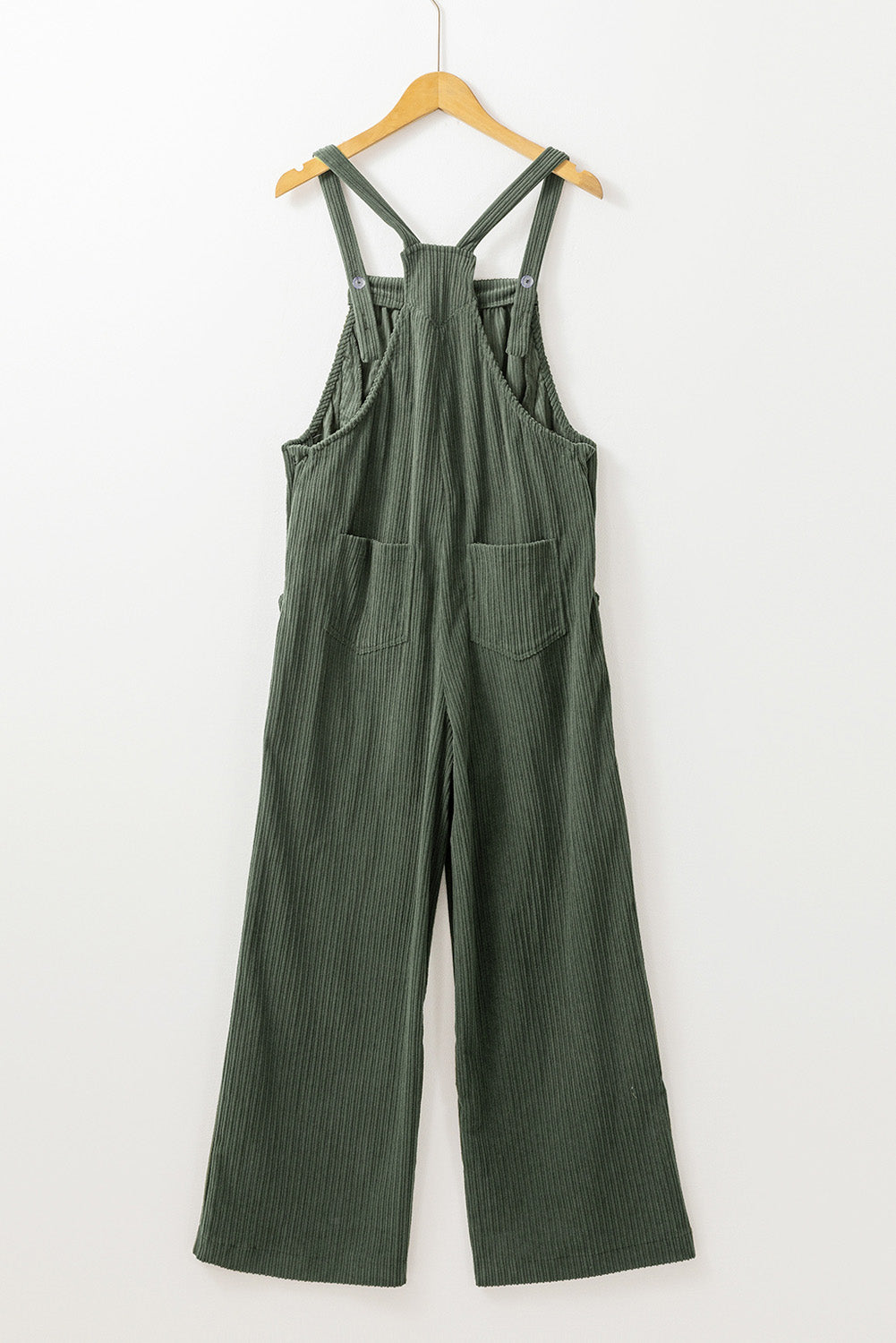 Jungle Green Corduroy Pocketed Wide Leg Overall