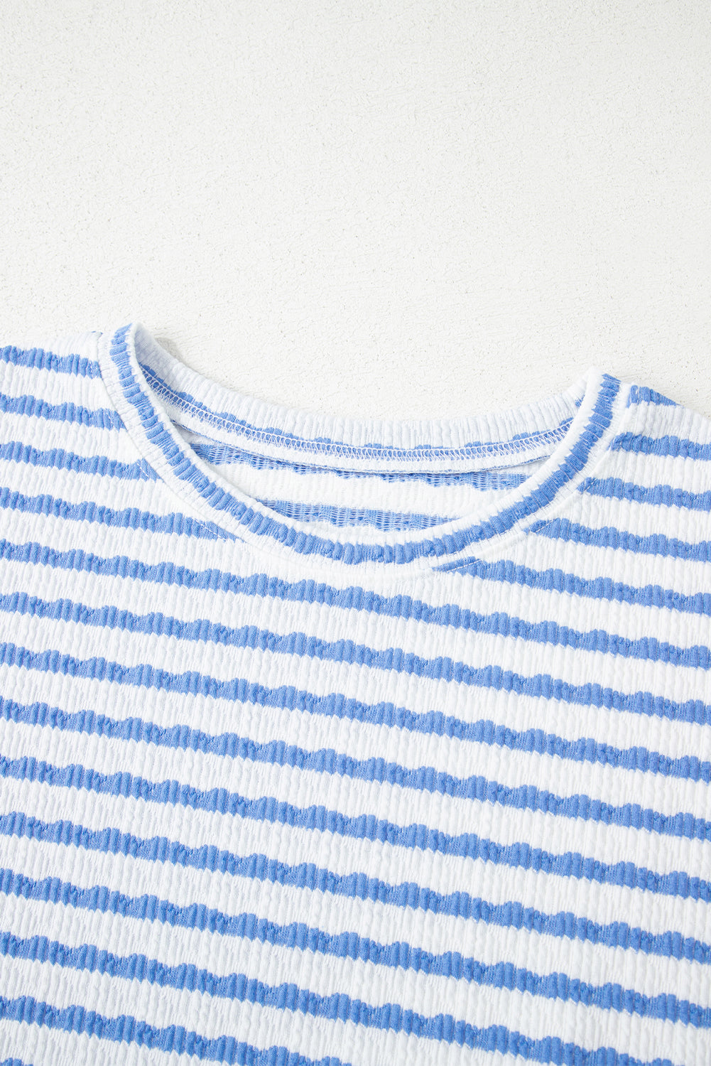 Stripe Knitted Short Sleeve Top and Drawstring Shorts Set