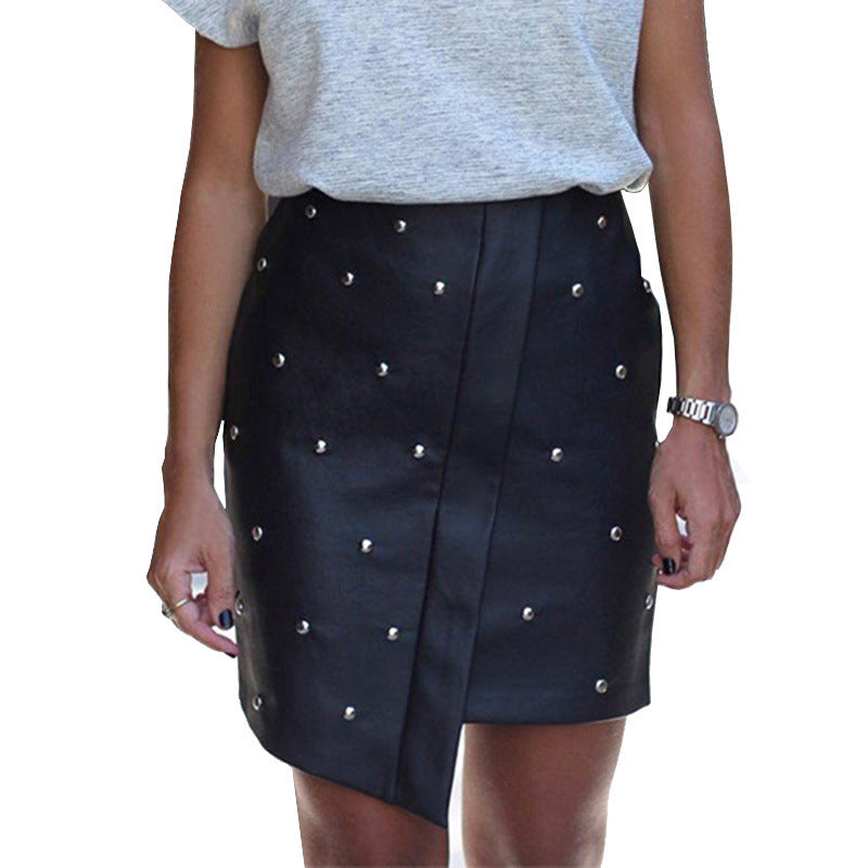 PU Leather Stud Skirt