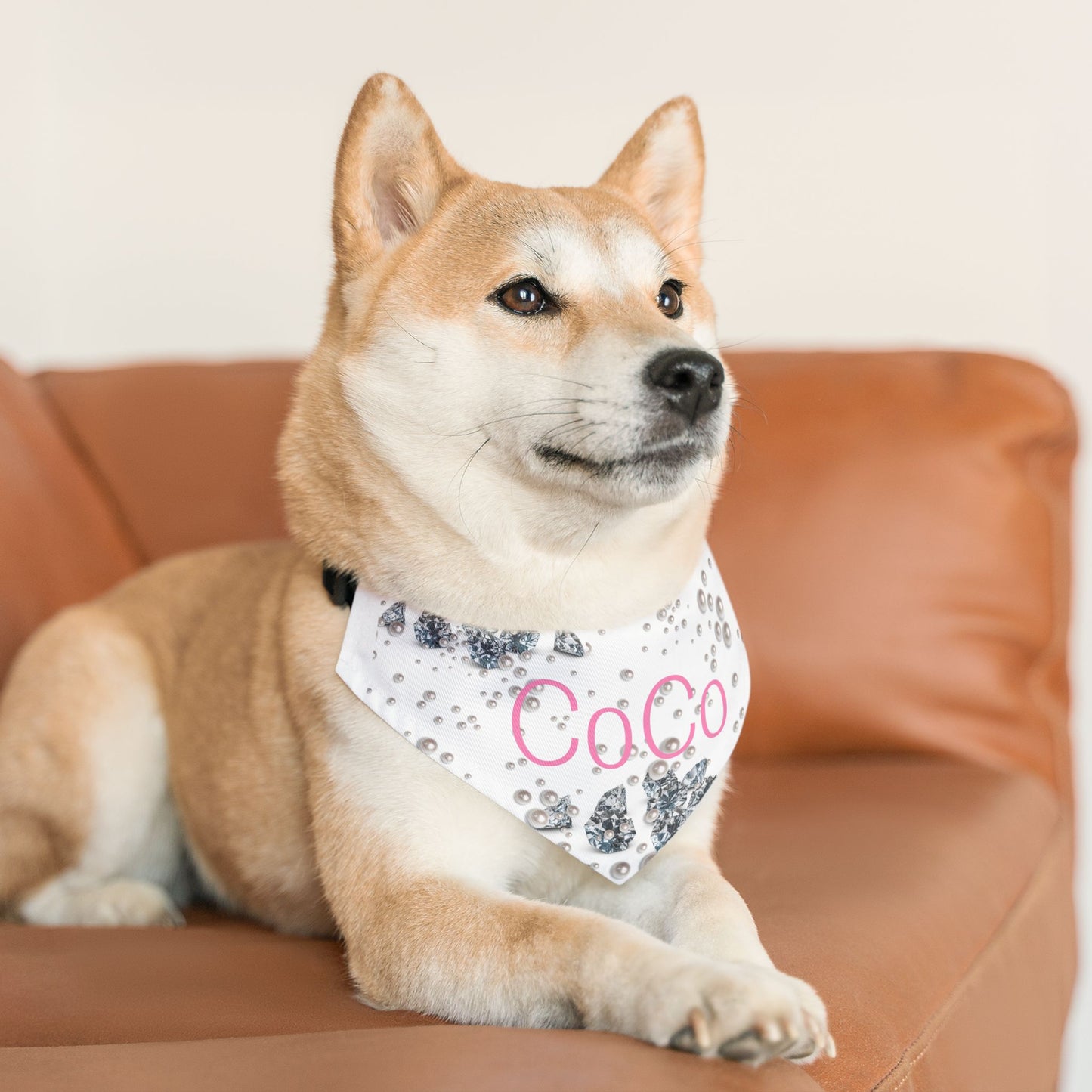Pet Bandana Collar | Diamonds & Pearls Custom Pet Name