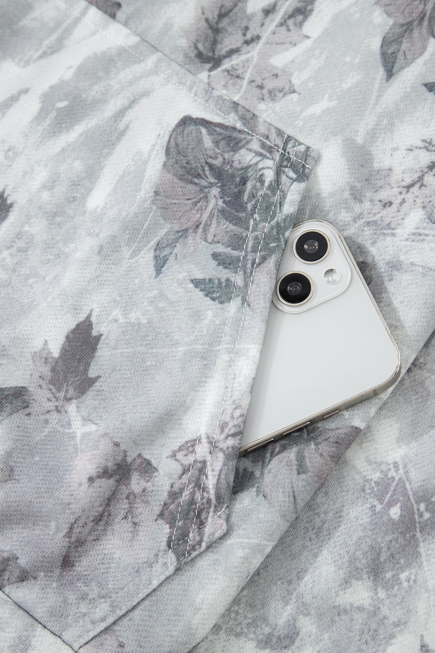 Camo Leaf Print Pocket Quarter Zip Hoodie