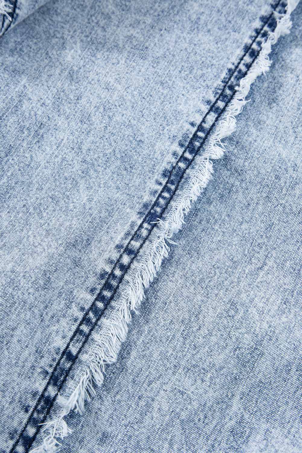 Light Wash Frayed Exposed Seam Wide Leg Denim Overall