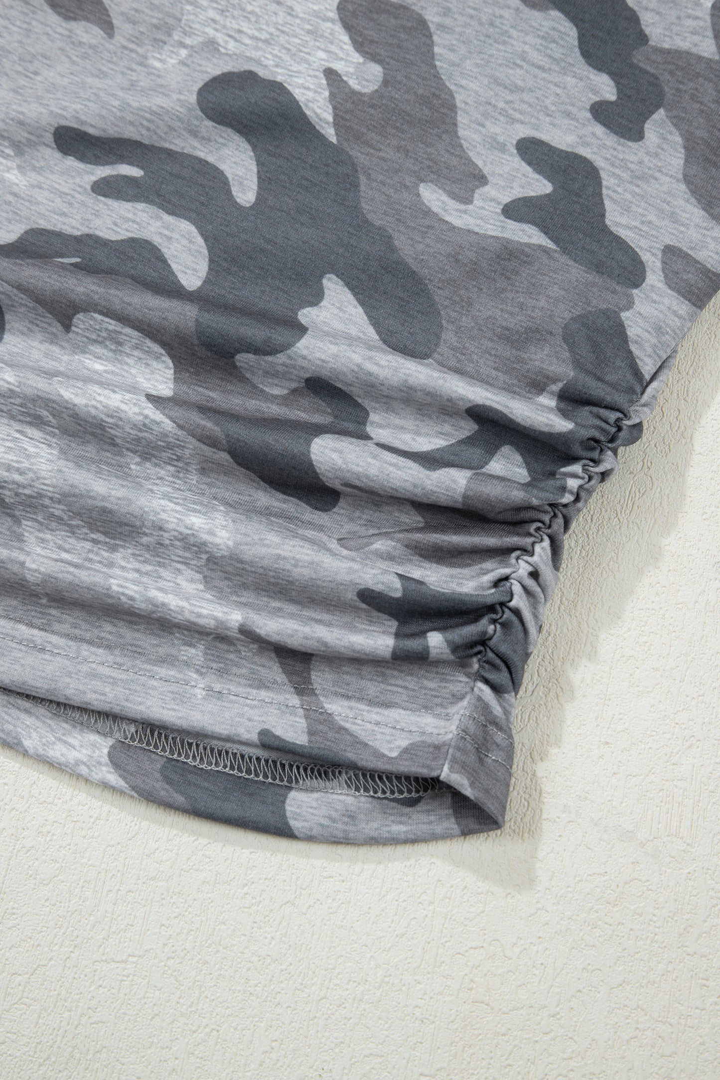 Camouflage Print Round Neck T Shirt