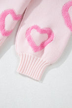 Load image into Gallery viewer, Pink Heart Shape Bubble Sleeve Baggy Sweater
