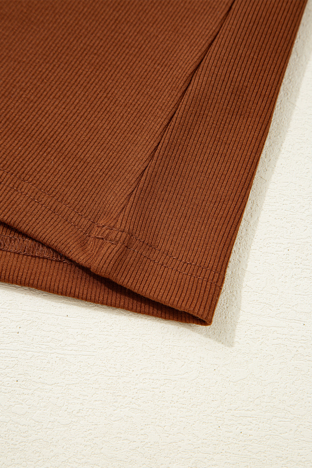 Leather Ruffle Sleeve Patchwork Round Neck Blouse