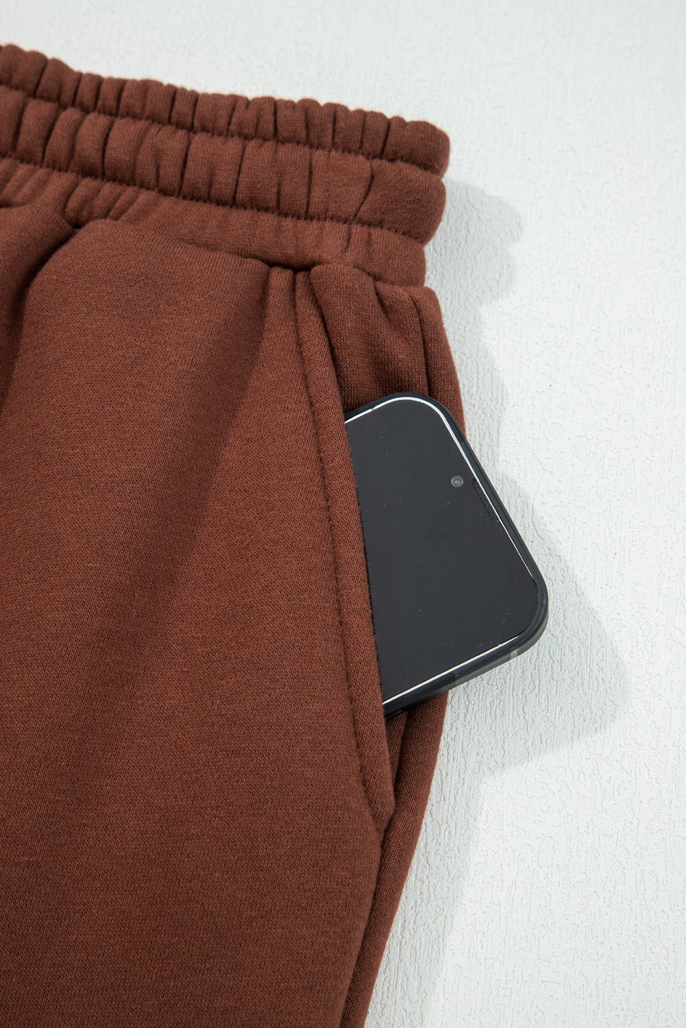 Fleece Lined Leopard Drawstring Elastic Waist Solid Pants