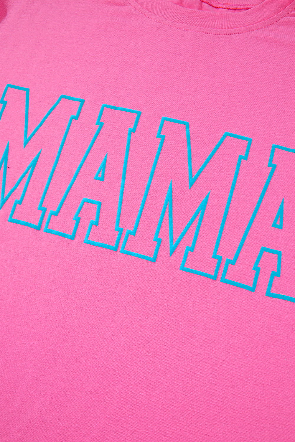 Bright Pink MAMA Letter Graphic Neon T Shirt