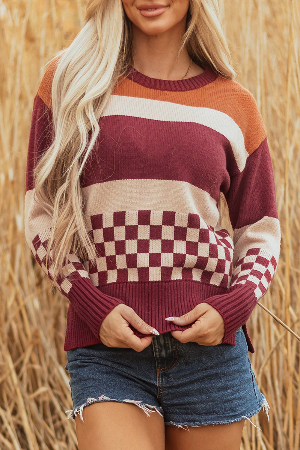 Knitted Checker Sweater