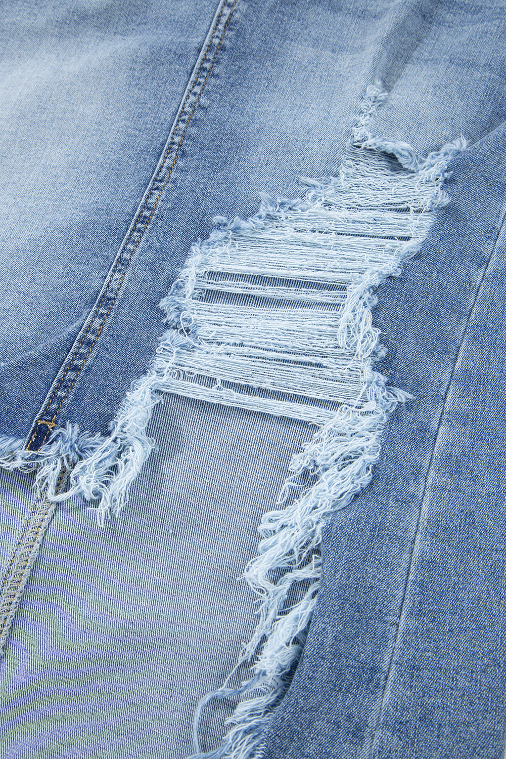 Distressed Denim Midi Skirt
