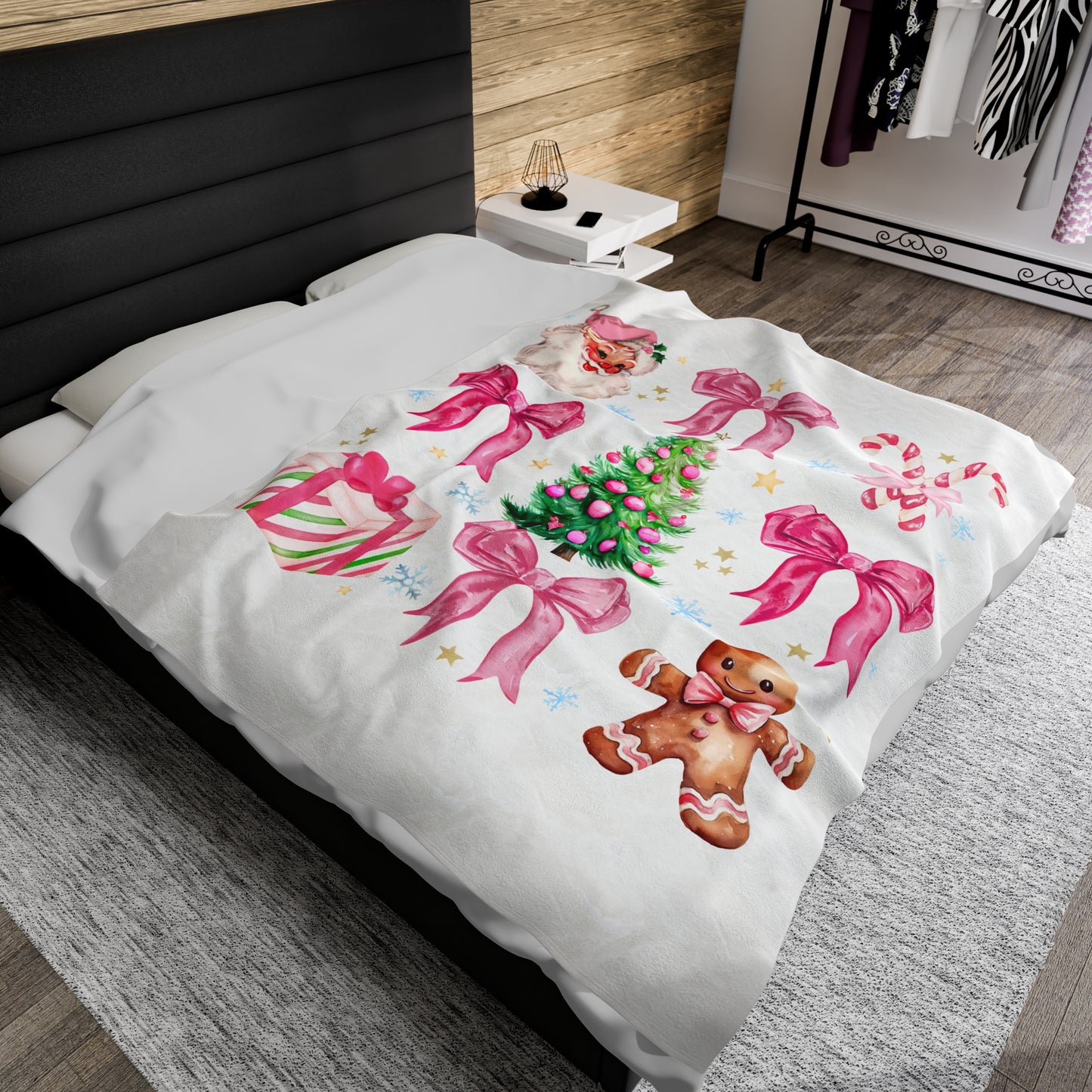 Plush Blanket | Pink Holiday Christmas