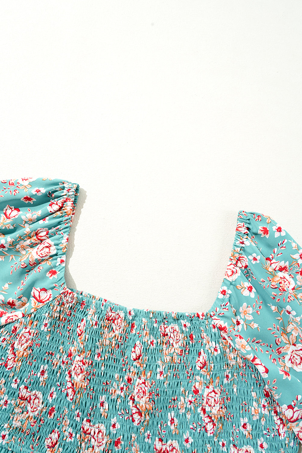 Floral Print Square Neck Smocked Maxi Dress