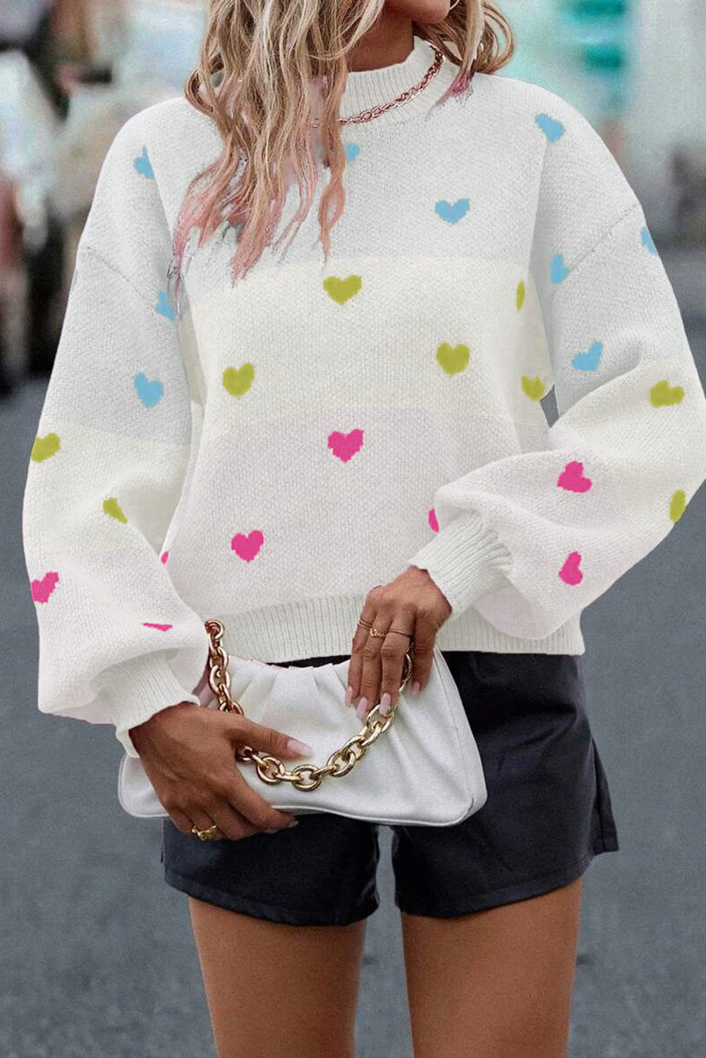 Multicolor Heart Sweater