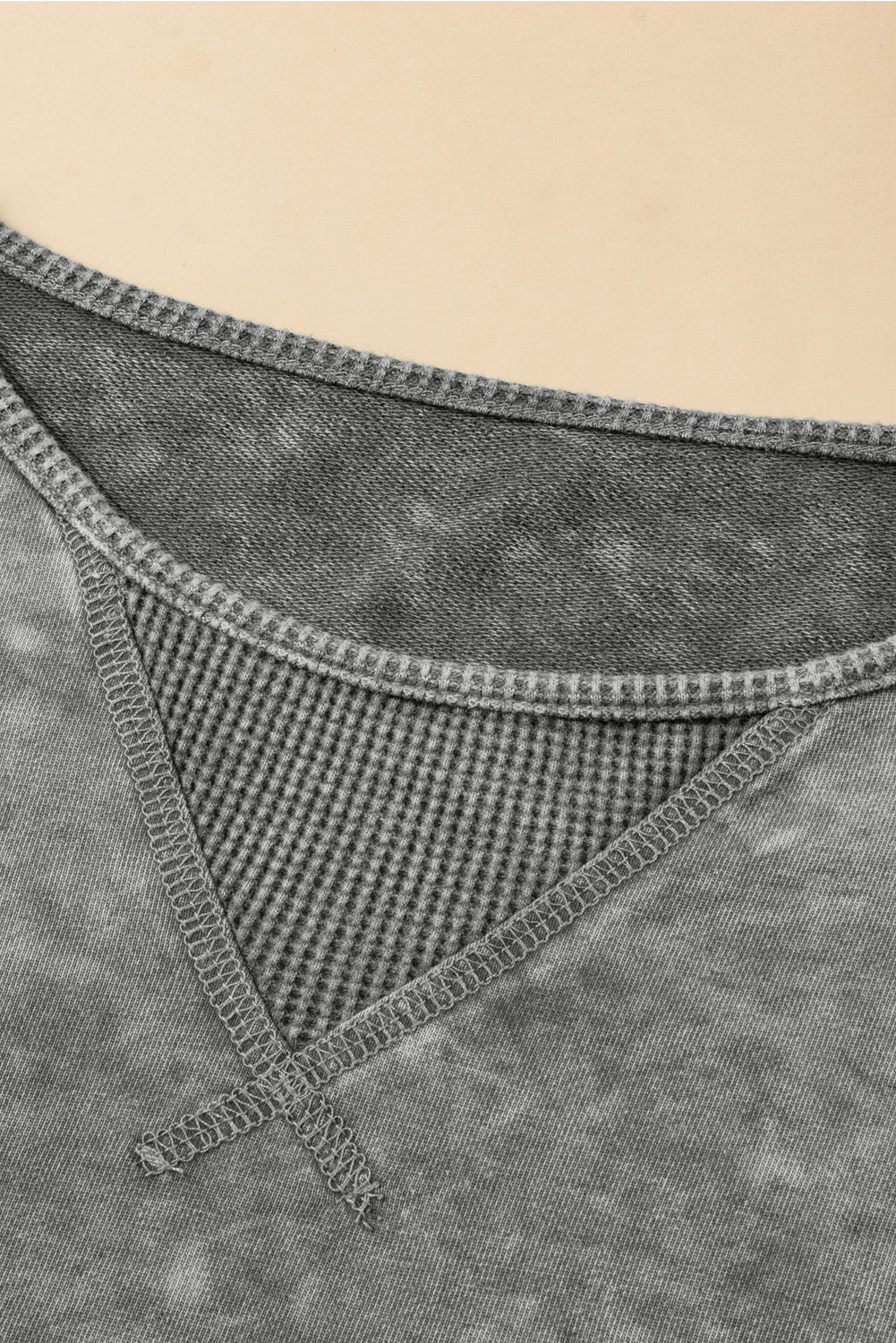 Strawberry Pink Mineral Wash Drop Sleeve Patchwork Plus Tee