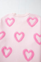 Load image into Gallery viewer, Pink Heart Shape Bubble Sleeve Baggy Sweater
