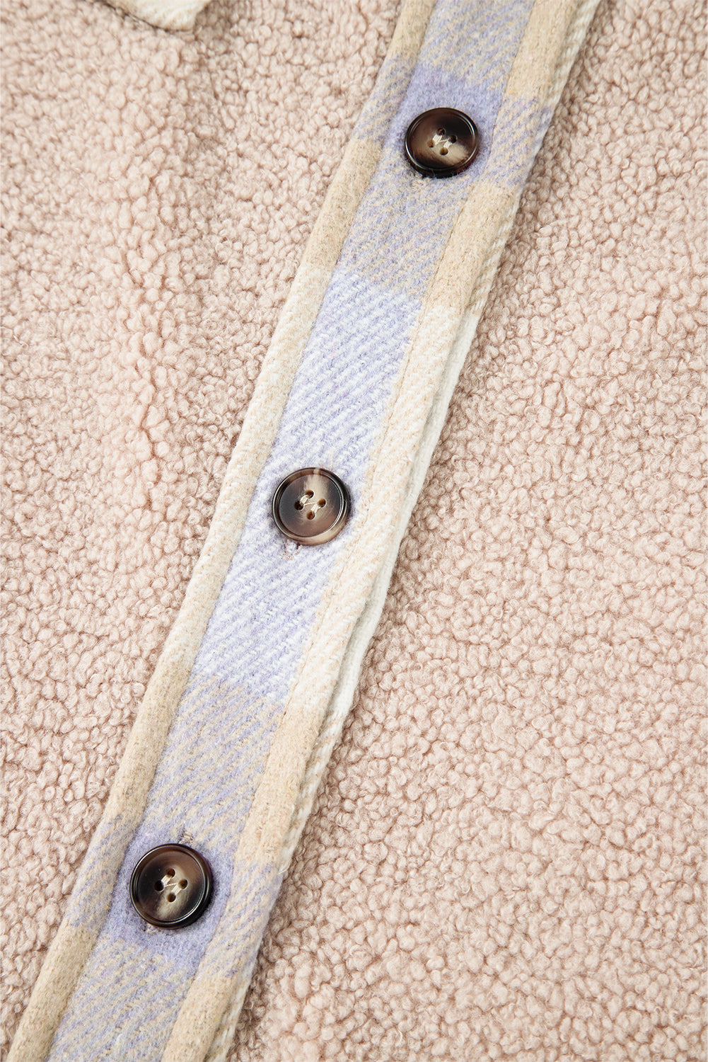 Plaid Patchwork Collared Button-up Sherpa Long Coat