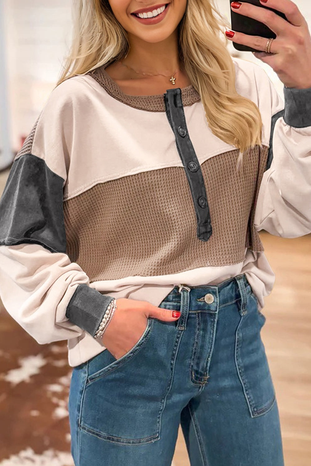 Waffled Patchwork Top