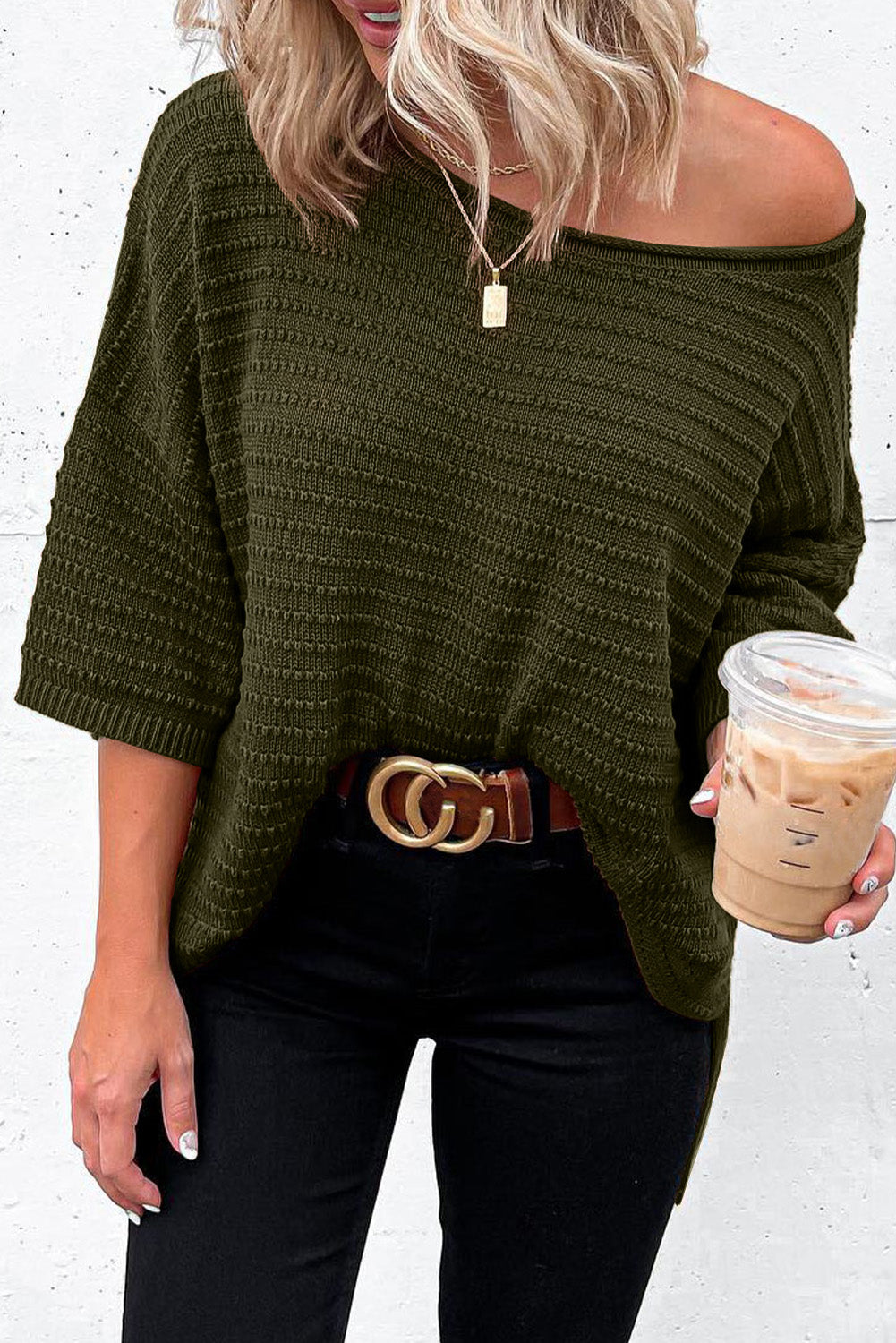 Knit Drop Shoulder Sweater