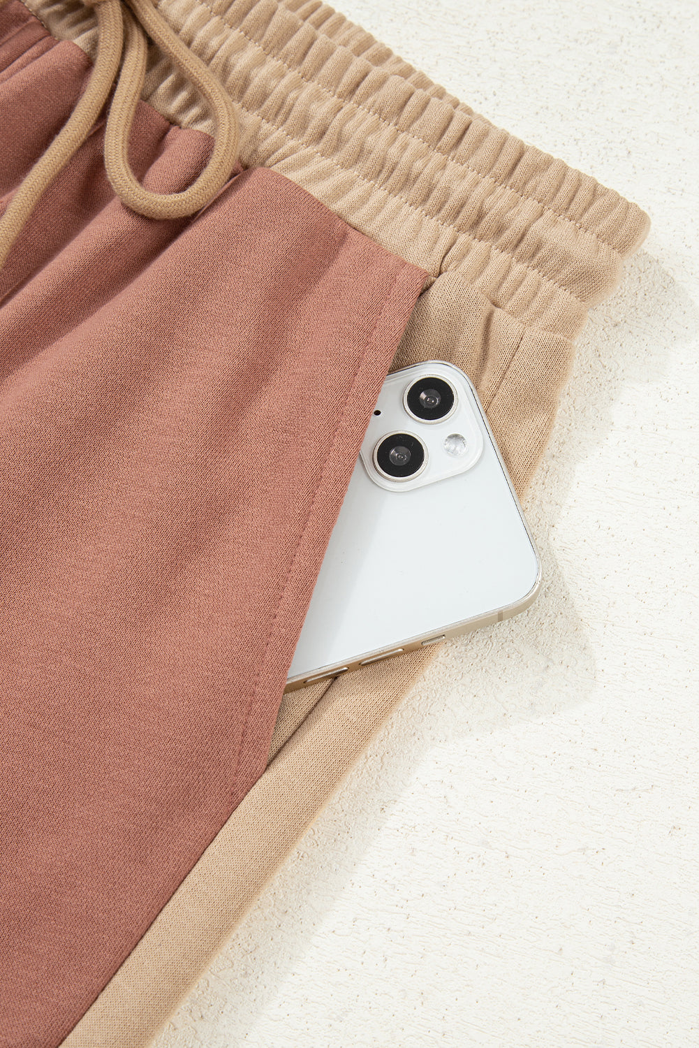 Dust Pink & Khaki Top Drawstring Pant Set